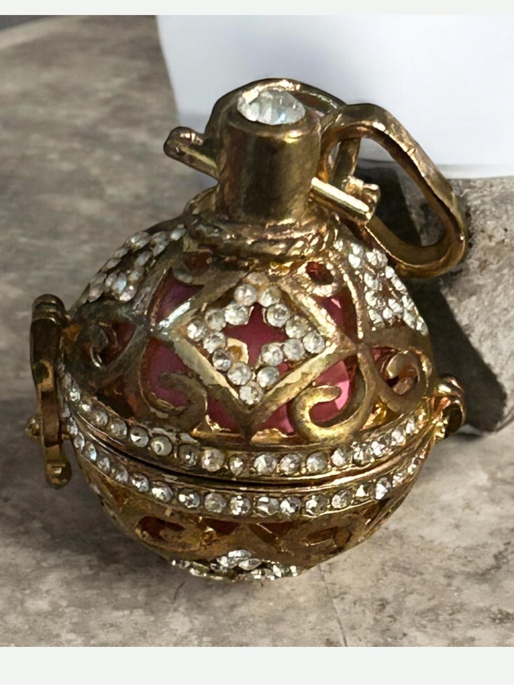 Vintage Mexican Bola Ornate Locket Pendant with Harmony Ball